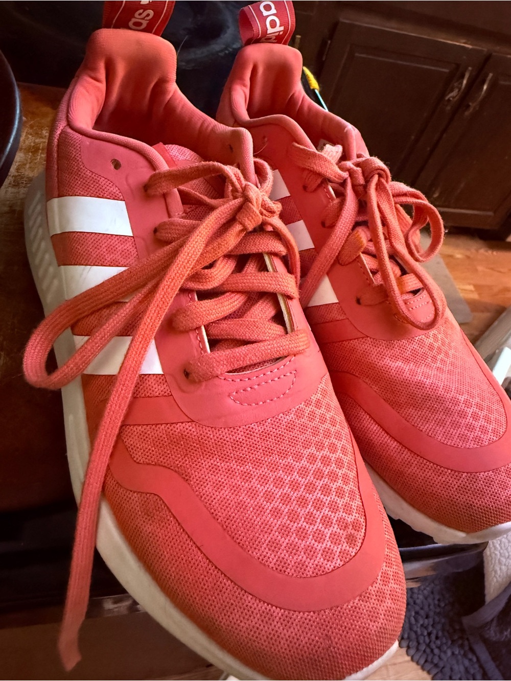adidas Pink and Red Mesh Trainer